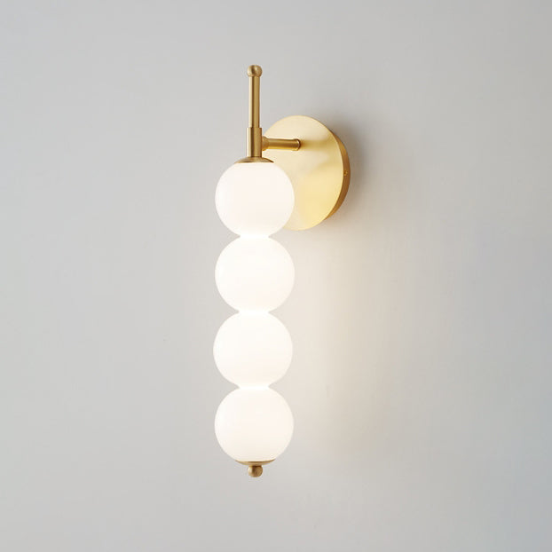 Contemporary Nordic Candied Haws Shape Beaded Glass Ball Brass LED Wall Sconce Lamp For Living Room