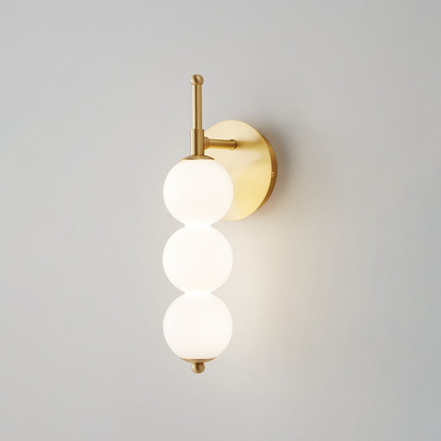 Contemporary Nordic Candied Haws Shape Beaded Glass Ball Brass LED Wall Sconce Lamp For Living Room