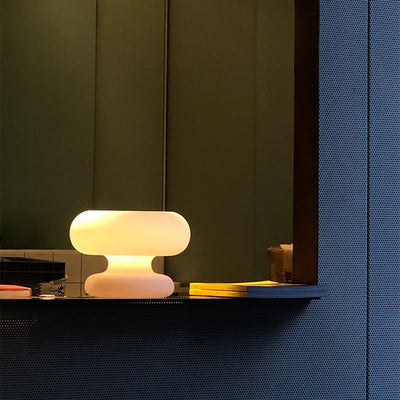 Lampe de table moderne Art Déco en verre en forme de beignet à 1 lumière pour chambre 