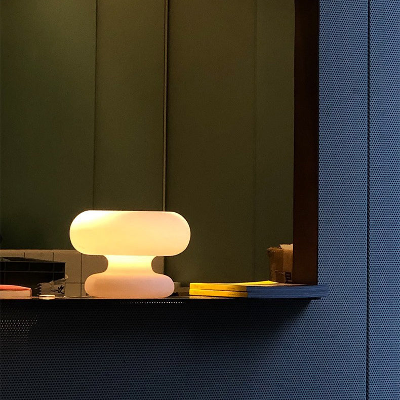 Lampe de table moderne Art Déco en verre en forme de beignet à 1 lumière pour chambre 