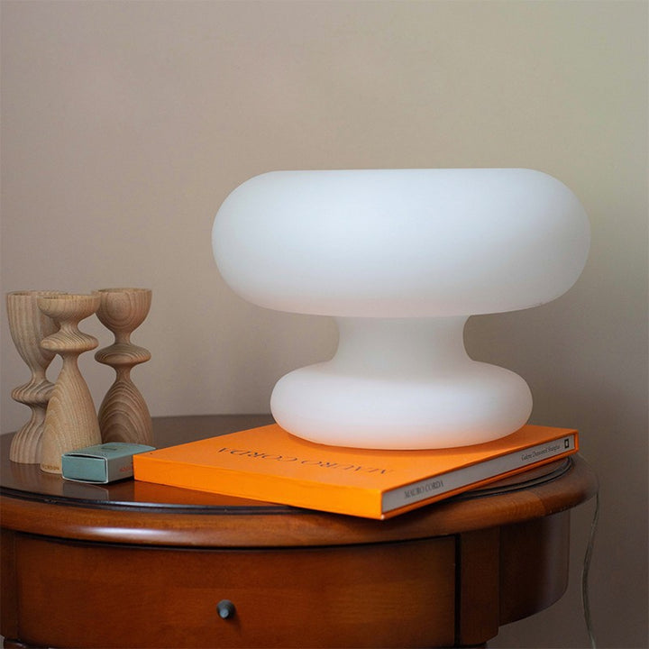 Lampe de table moderne Art Déco en verre en forme de beignet à 1 lumière pour chambre 