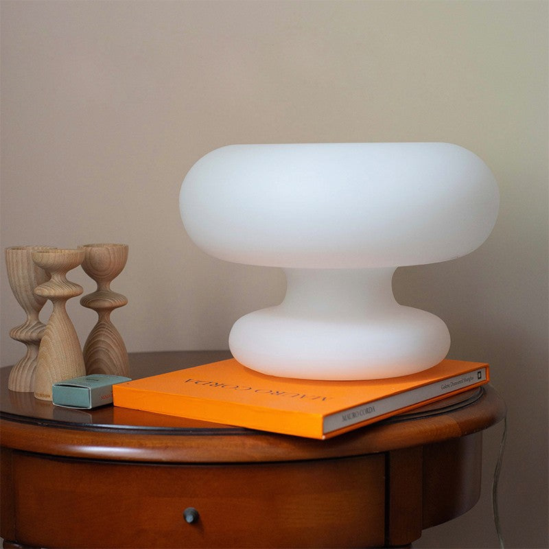 Lampe de table moderne Art Déco en verre en forme de beignet à 1 lumière pour chambre 