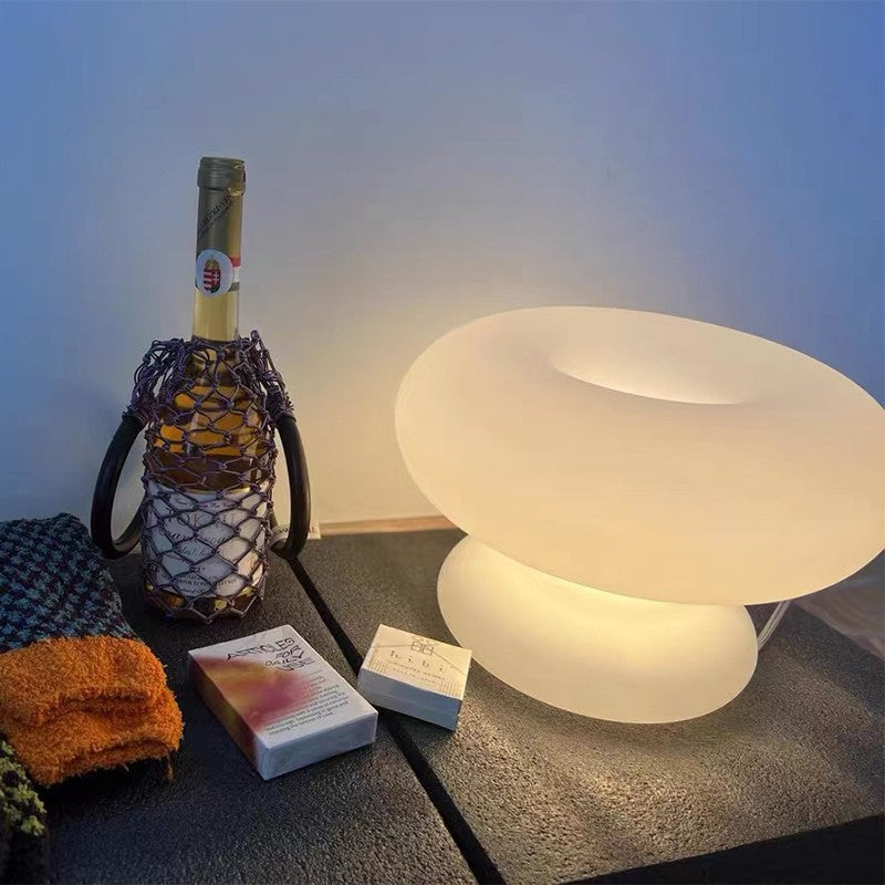 Lampe de table moderne Art Déco en verre en forme de beignet à 1 lumière pour chambre 