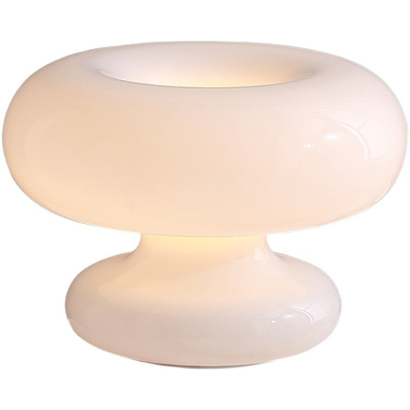 Lampe de table moderne Art Déco en verre en forme de beignet à 1 lumière pour chambre 