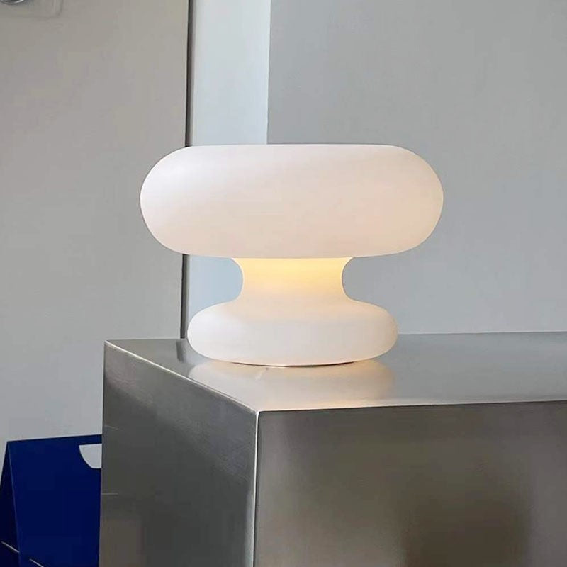 Lampe de table moderne Art Déco en verre en forme de beignet à 1 lumière pour chambre 