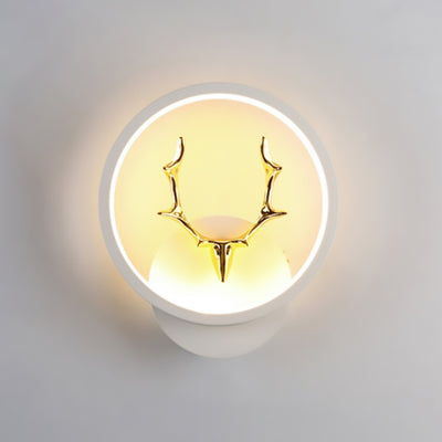Zeitgenössische kreative runde quadratische Geweih-Eisen-Kunststoff-Silikon-LED-Wandleuchte für das Schlafzimmer 