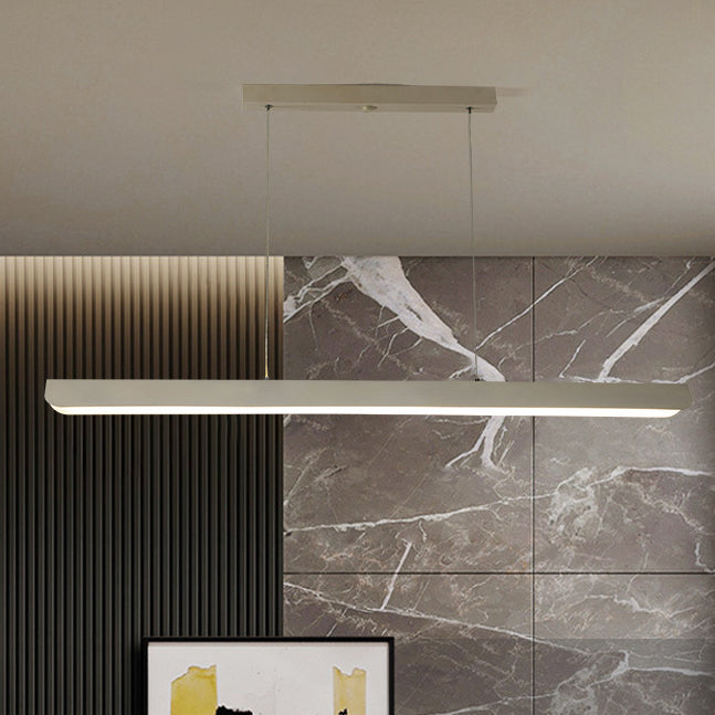 Moderne minimalistische lineare Eisen-Silikon-Acryl-LED-Insel-Licht-Kronleuchter für das Esszimmer 