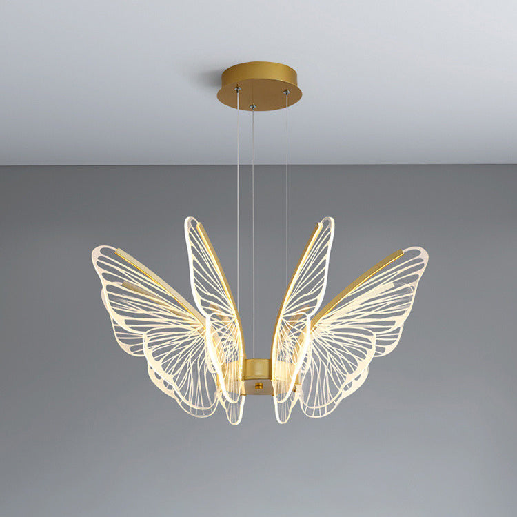 Lustre suspendu LED en acrylique, aluminium et fer en forme de papillon créatif contemporain pour chambre 