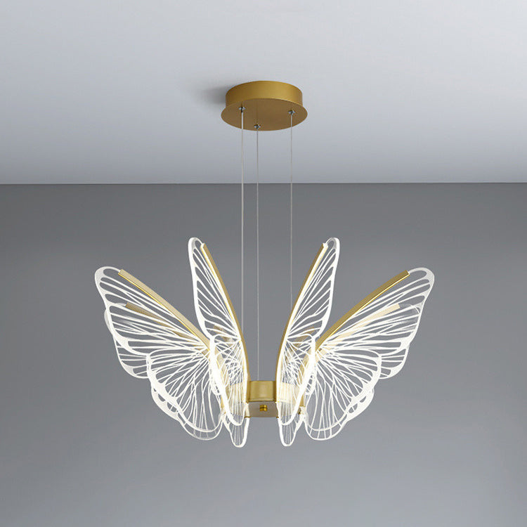 Lustre suspendu LED en acrylique, aluminium et fer en forme de papillon créatif contemporain pour chambre 