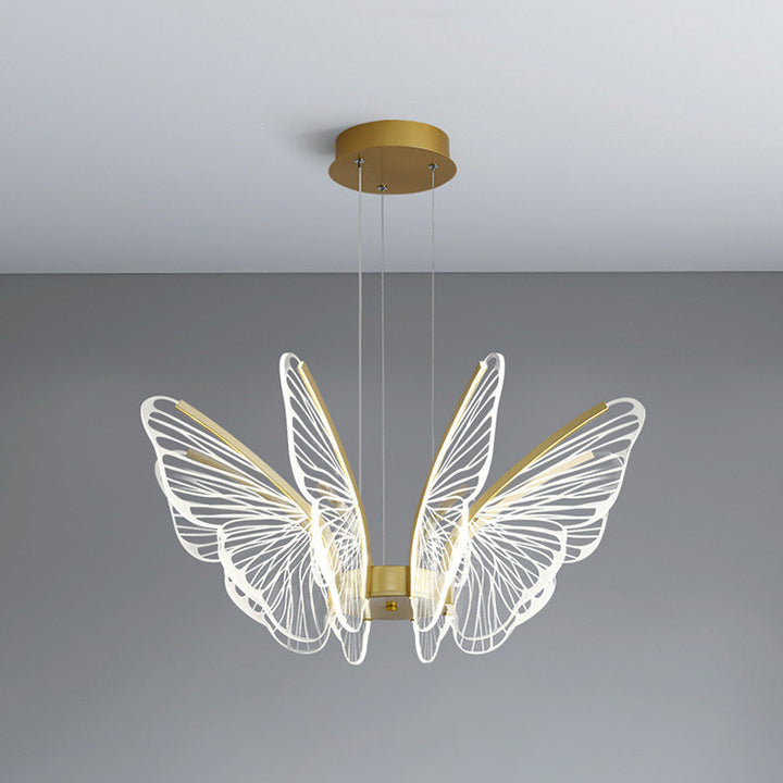 Lustre suspendu LED en acrylique, aluminium et fer en forme de papillon créatif contemporain pour chambre 