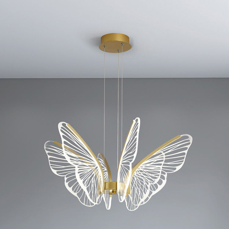 Lustre suspendu LED en acrylique, aluminium et fer en forme de papillon créatif contemporain pour chambre 