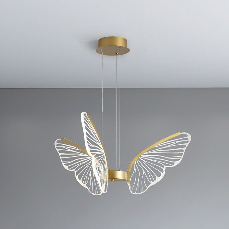 Lustre suspendu LED en acrylique, aluminium et fer en forme de papillon créatif contemporain pour chambre 