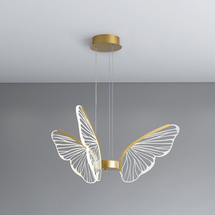 Lustre suspendu LED en acrylique, aluminium et fer en forme de papillon créatif contemporain pour chambre 