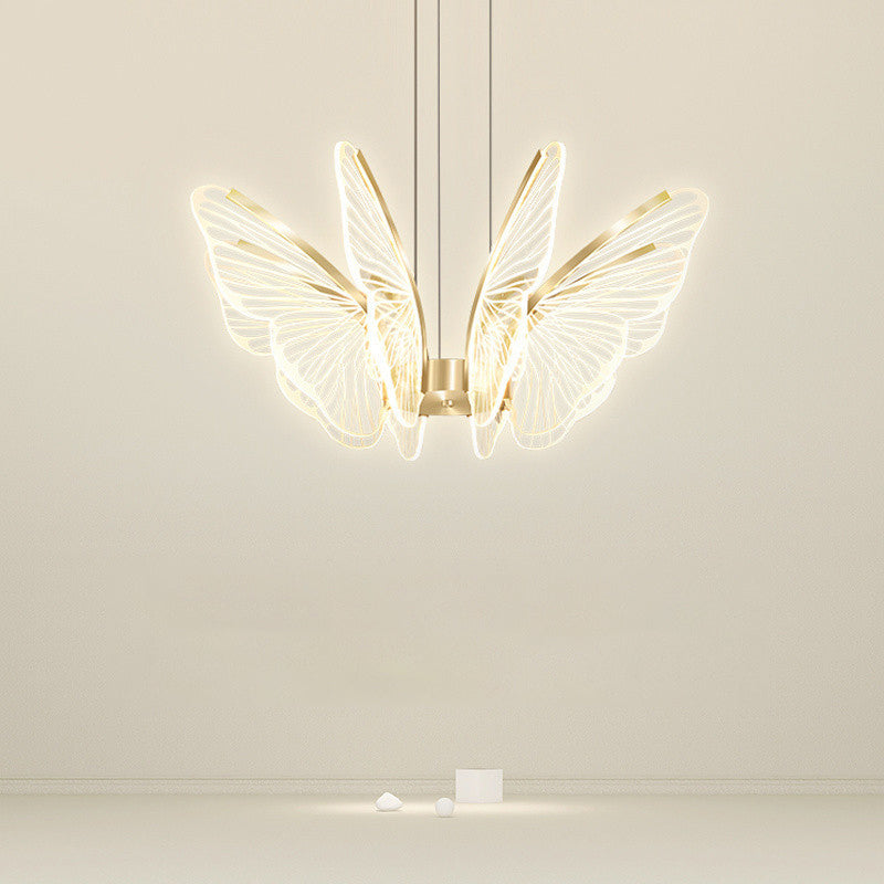 Lustre suspendu LED en acrylique, aluminium et fer en forme de papillon créatif contemporain pour chambre 