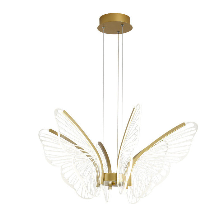 Lustre suspendu LED en acrylique, aluminium et fer en forme de papillon créatif contemporain pour chambre 