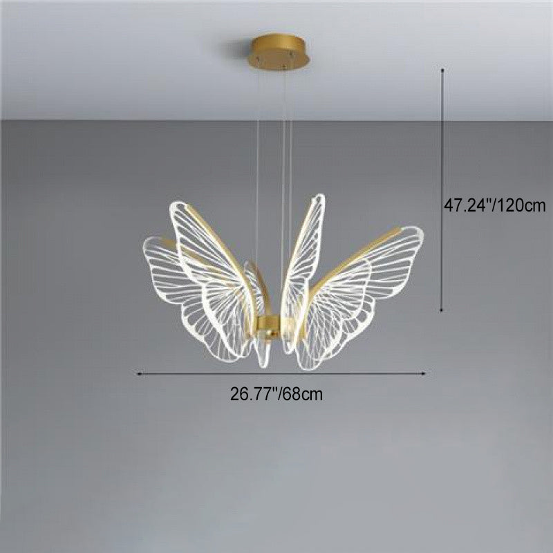 Lustre suspendu LED en acrylique, aluminium et fer en forme de papillon créatif contemporain pour chambre 