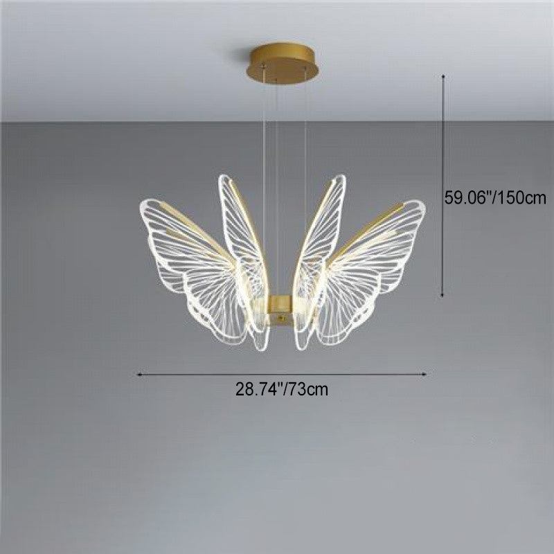 Lustre suspendu LED en acrylique, aluminium et fer en forme de papillon créatif contemporain pour chambre 