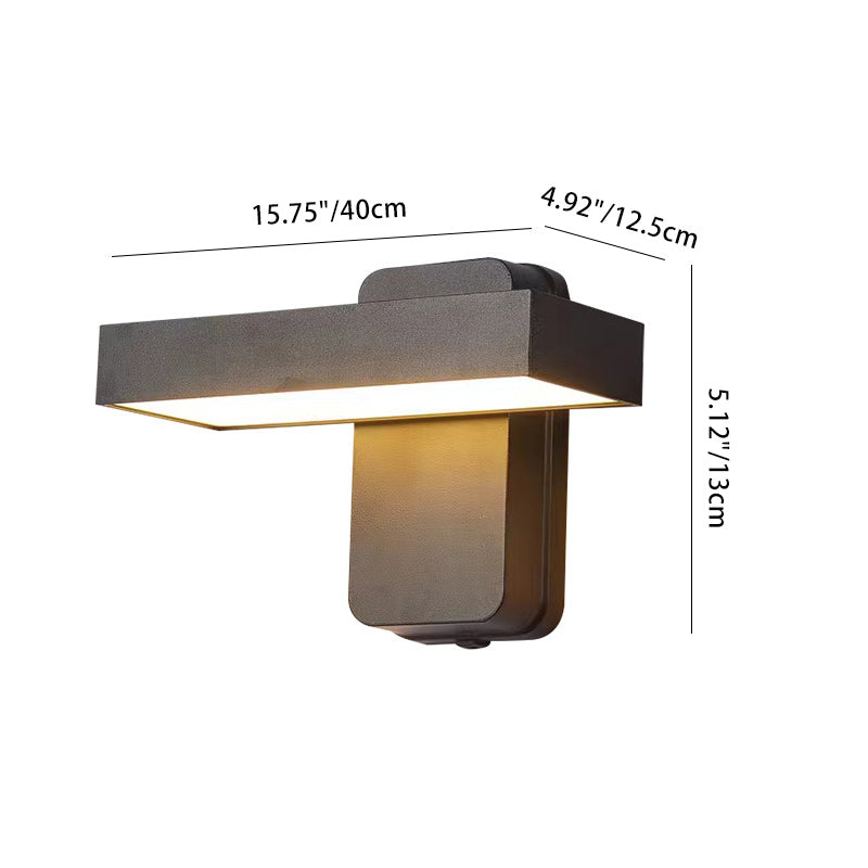 Moderne minimalistische wasserdichte rechteckige Schwenkkopf-Aluminium-Acryl-LED-Wandleuchte für den Außenbereich 