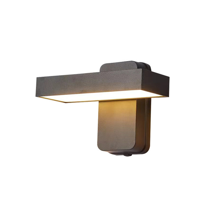 Moderne minimalistische wasserdichte rechteckige Schwenkkopf-Aluminium-Acryl-LED-Wandleuchte für den Außenbereich 