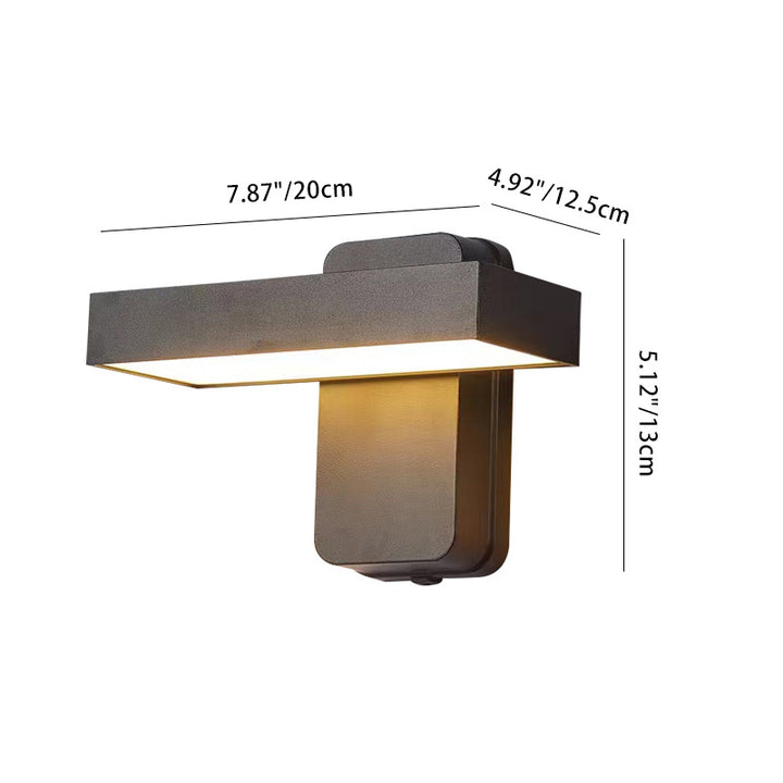Moderne minimalistische wasserdichte rechteckige Schwenkkopf-Aluminium-Acryl-LED-Wandleuchte für den Außenbereich 