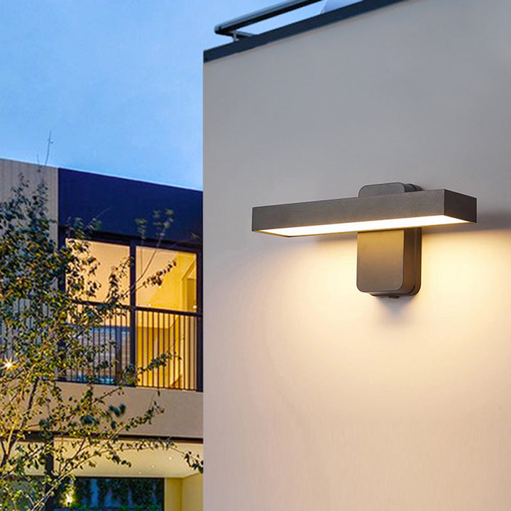 Moderne minimalistische wasserdichte rechteckige Schwenkkopf-Aluminium-Acryl-LED-Wandleuchte für den Außenbereich 