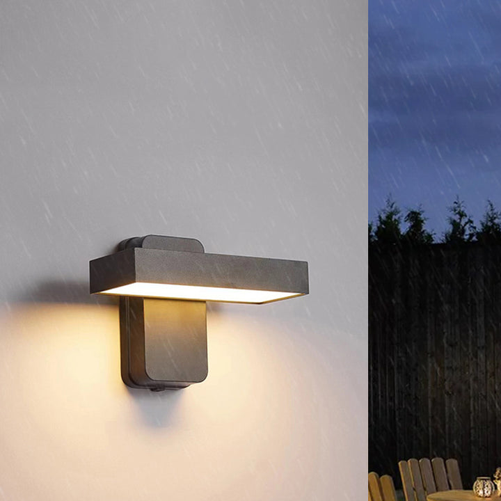 Moderne minimalistische wasserdichte rechteckige Schwenkkopf-Aluminium-Acryl-LED-Wandleuchte für den Außenbereich 