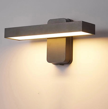 Moderne minimalistische wasserdichte rechteckige Schwenkkopf-Aluminium-Acryl-LED-Wandleuchte für den Außenbereich 