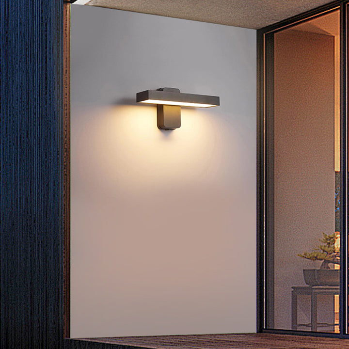 Moderne minimalistische wasserdichte rechteckige Schwenkkopf-Aluminium-Acryl-LED-Wandleuchte für den Außenbereich 