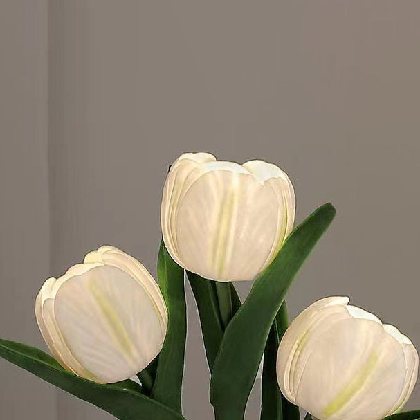 Zeitgenössische kreative Tulpenblumen-Keramik-PU-USB-LED-Tischlampe für das Schlafzimmer 