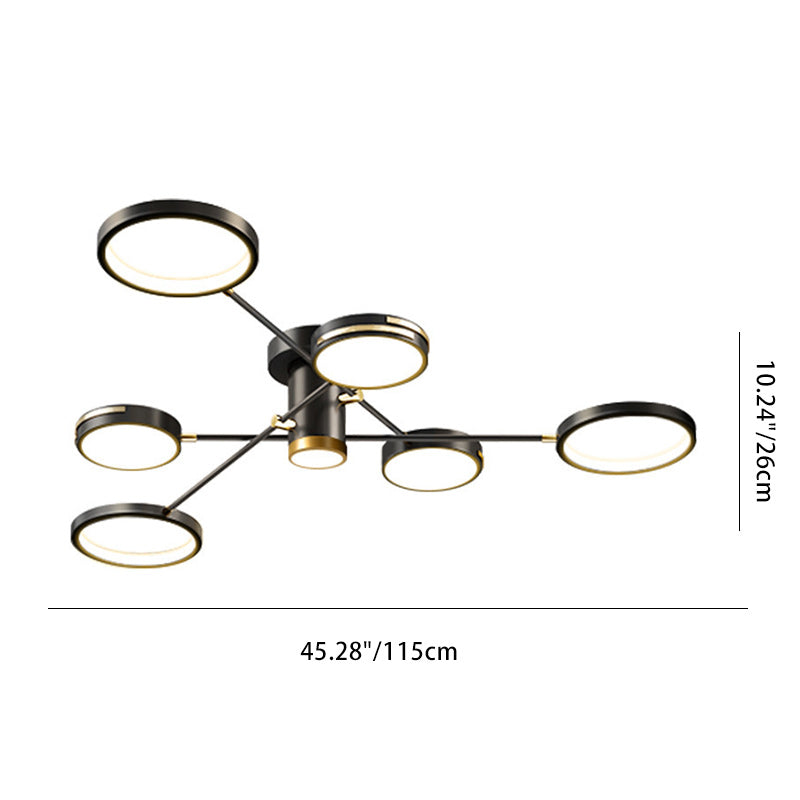 Lustre LED en acrylique et fer avec cercles nordiques contemporains pour salon 
