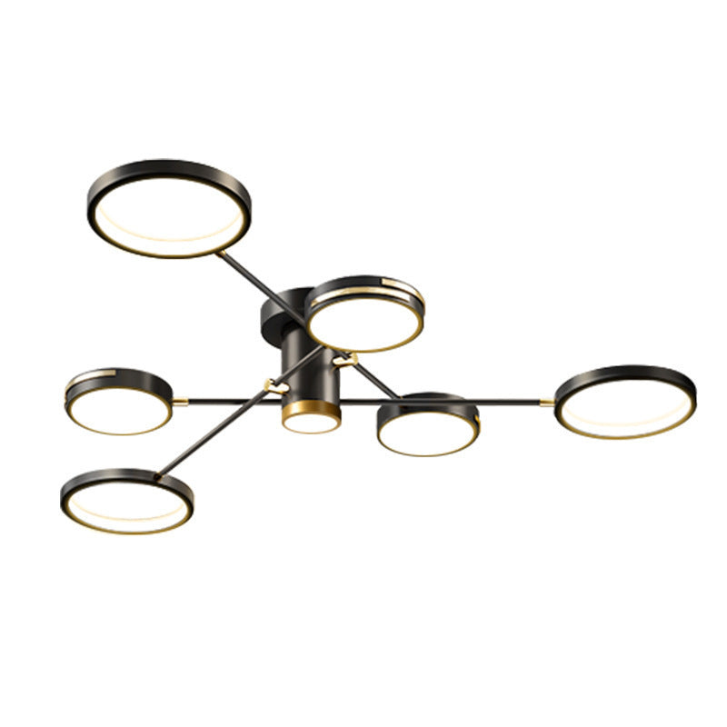 Lustre LED en acrylique et fer avec cercles nordiques contemporains pour salon 
