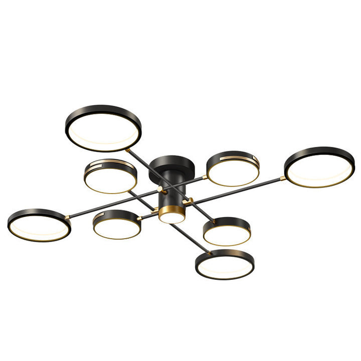 Lustre LED en acrylique et fer avec cercles nordiques contemporains pour salon 