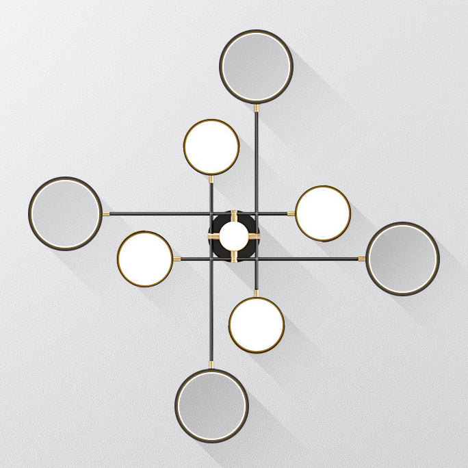Lustre LED en acrylique et fer avec cercles nordiques contemporains pour salon 