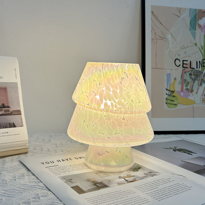 Contemporary Creative Colorful Christmas Tree Glass USB LED Table Lamp For Bedroom