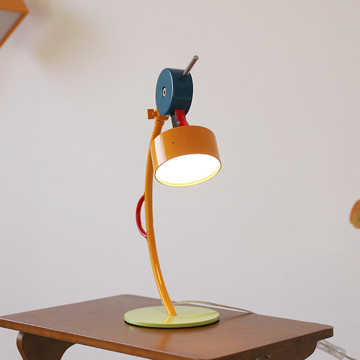 Zeitgenössische kreative verstellbare Kopf bunte geometrische Bausteine Eisen PVC LED Tischlampe für Schlafzimmer 