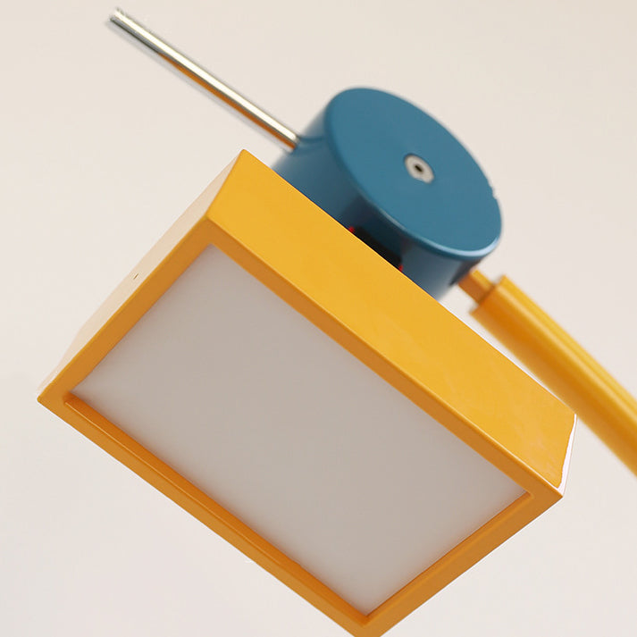 現代的なクリエイティブ調整可能なヘッドカラフルな幾何学的建築ブロック鉄PVC LEDテーブルランプ寝室用 