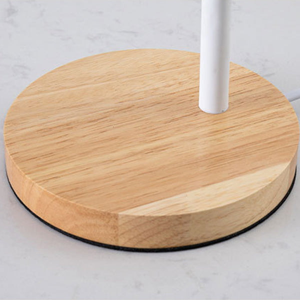 Lampe de table 1 lumière moderne minimaliste avec base en bois et fer, bras ajustable pliable pour chambre à coucher 