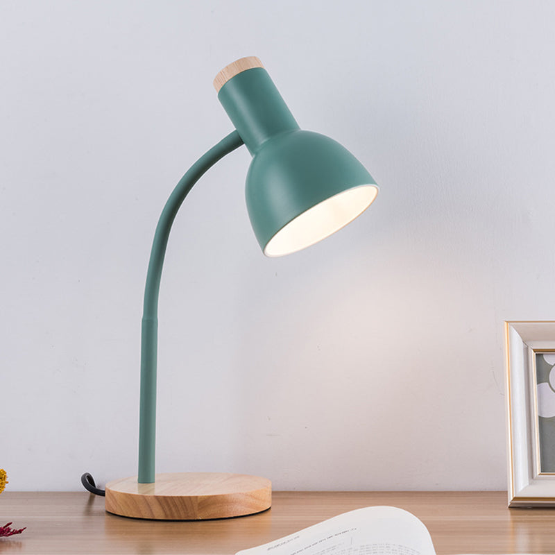 Lampe de table 1 lumière moderne minimaliste avec base en bois et fer, bras ajustable pliable pour chambre à coucher 