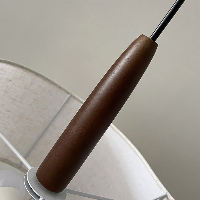 Traditionelle französische mehrschichtige Trommelform Stoff Holz 3-Licht Pendelleuchte für das Schlafzimmer 