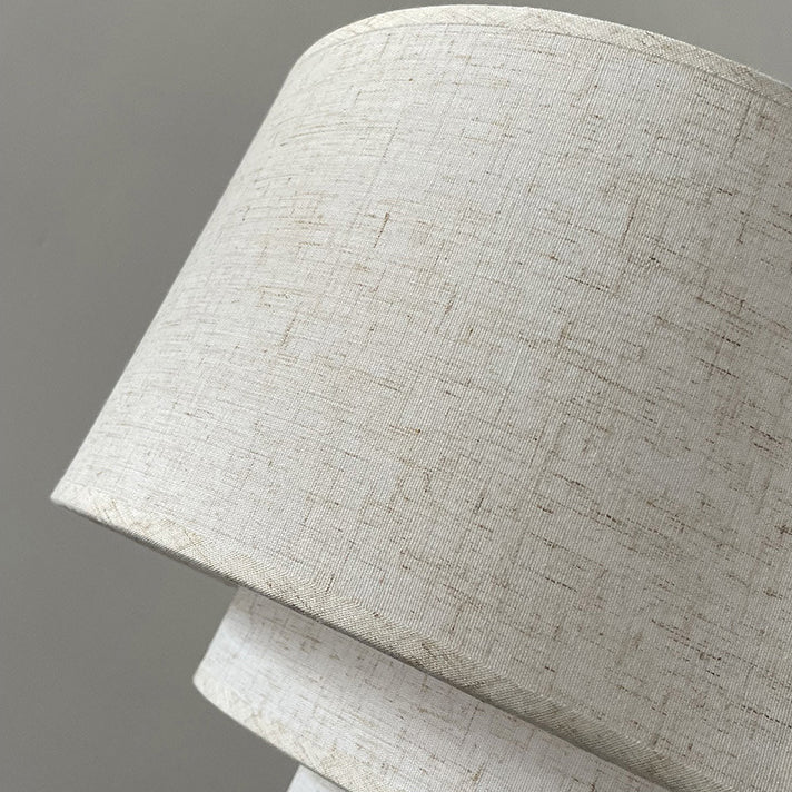 Traditionelle französische mehrschichtige Trommelform Stoff Holz 3-Licht Pendelleuchte für das Schlafzimmer 
