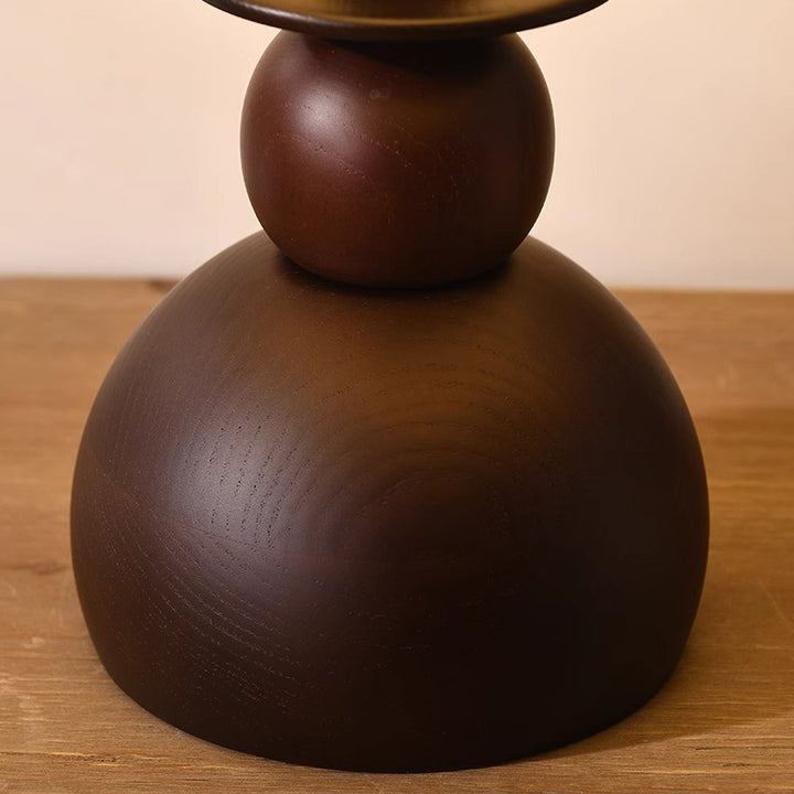 Lampe de table contemporaine rétro conique en tissu et bois à 1 lumière pour chambre 