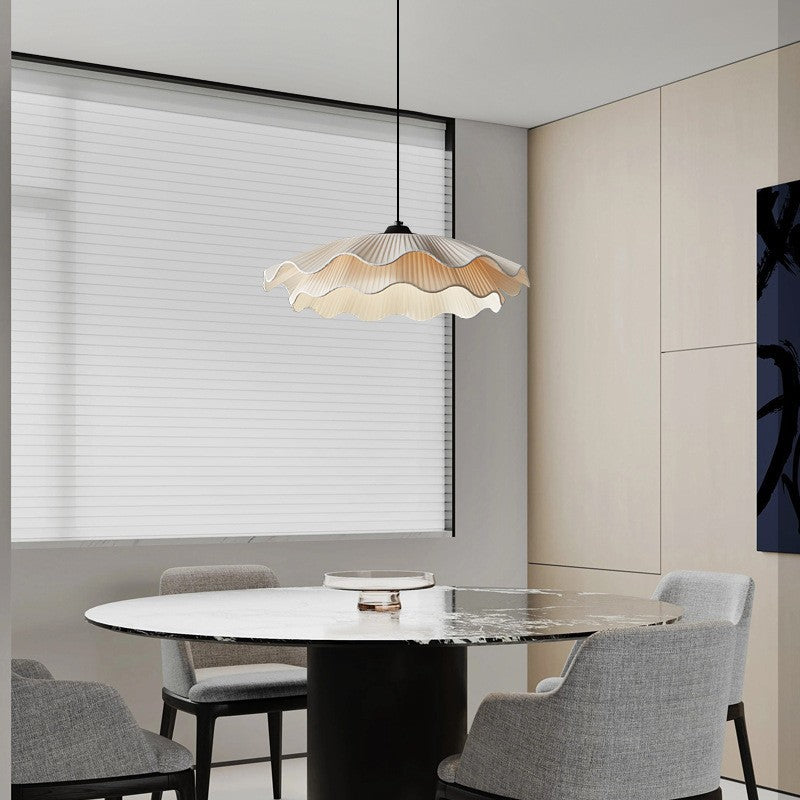 Lustre à LED en laiton avec double couche de tissu traditionnel français pour salon 