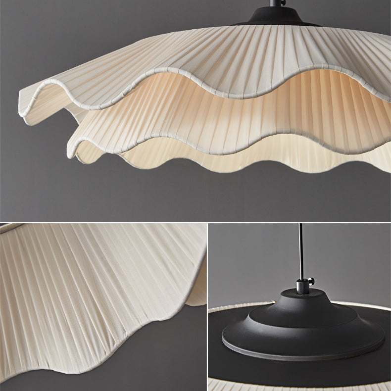 Lustre à LED en laiton avec double couche de tissu traditionnel français pour salon 