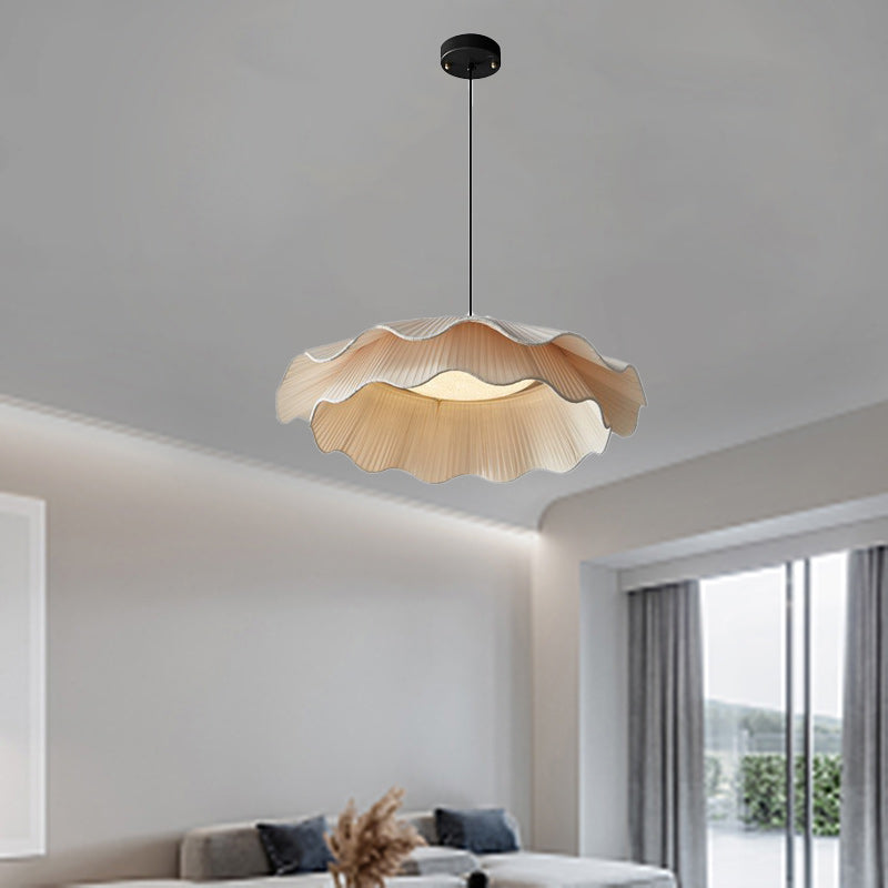 Lustre à LED en laiton avec double couche de tissu traditionnel français pour salon 
