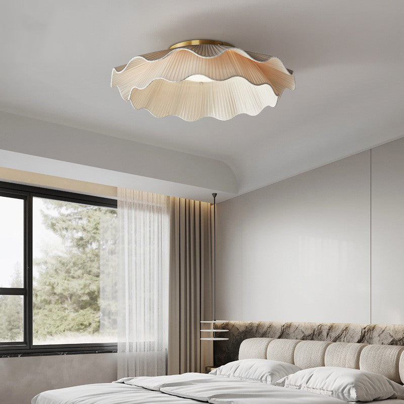 Traditionelle französische Doppelschichtstoff Messing LED Deckenleuchte für das Schlafzimmer 