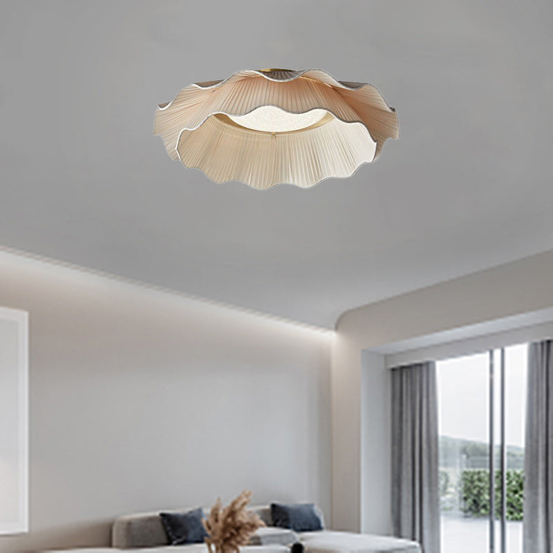 Traditionelle französische Doppelschichtstoff Messing LED Deckenleuchte für das Schlafzimmer 