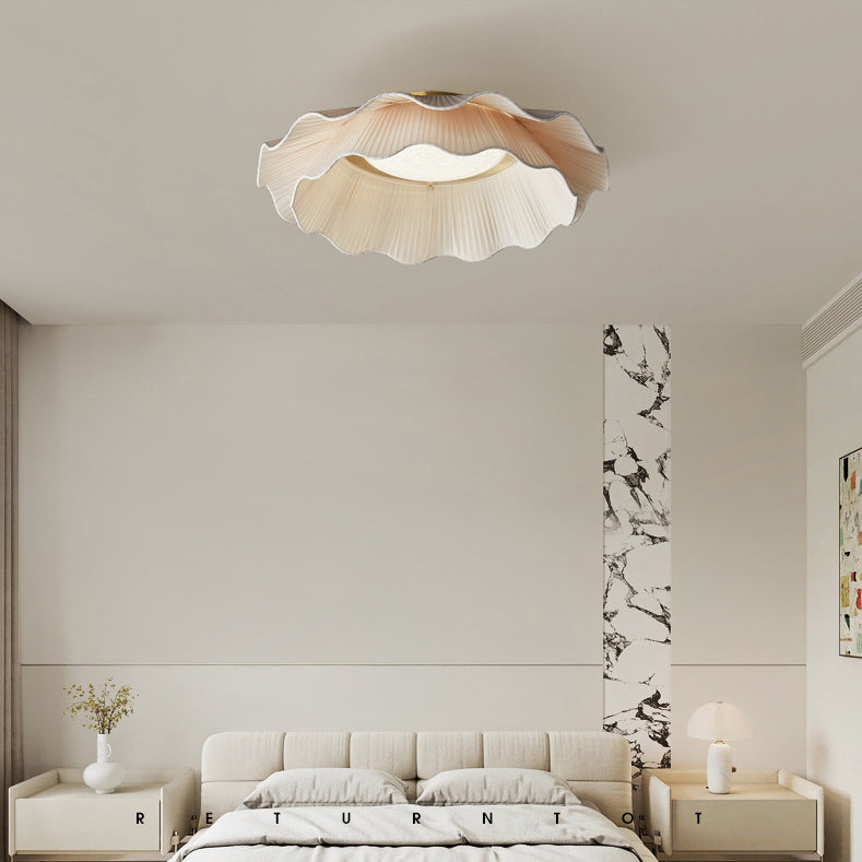 Traditionelle französische Doppelschichtstoff Messing LED Deckenleuchte für das Schlafzimmer 