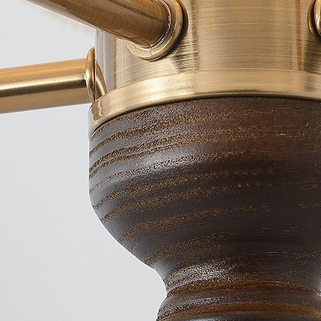 Traditionelle französische Kuppel Rund Blumenform Holz Eisenrahmen Stoff 4/5- Licht Pendelleuchte Für Wohnzimmer 