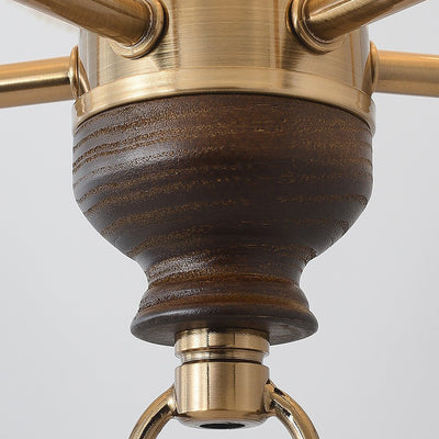 Traditionelle französische Kuppel Rund Blumenform Holz Eisenrahmen Stoff 4/5- Licht Pendelleuchte Für Wohnzimmer 