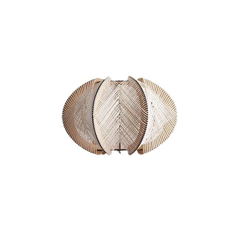 Contemporary Boho Wood Handmade Rattan Nest Shaped 1-Light Pendant Light For Living Room